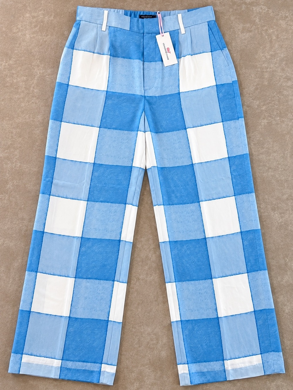 NWT Vineyard Vines Luxe Trouser Blue Watercolor Gingham Pants Size 8 $268